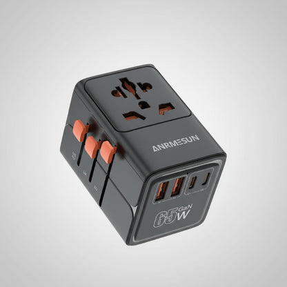 black 65w travel adapter