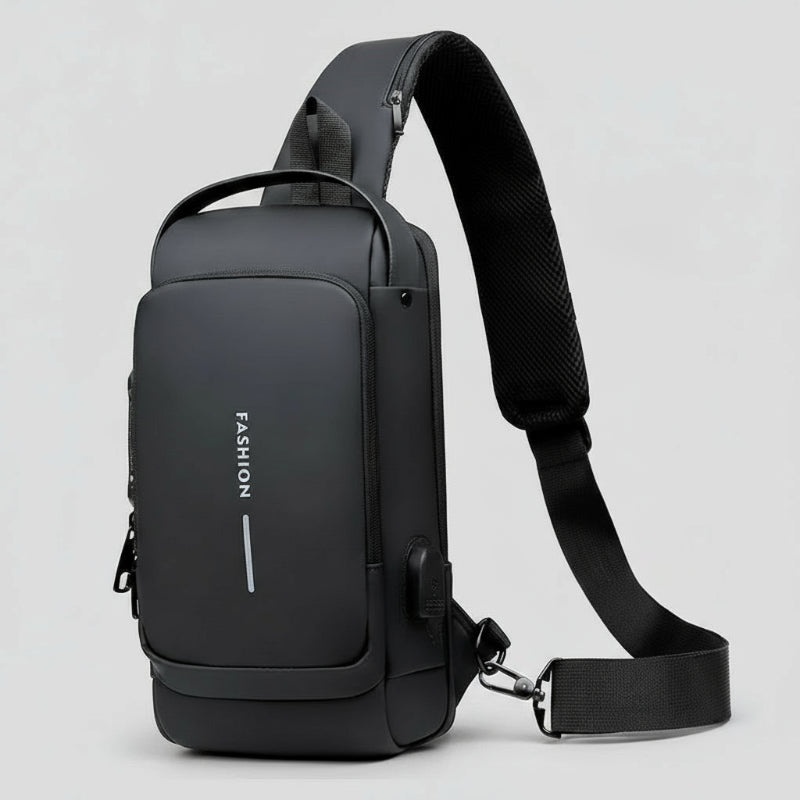 Anti Theft Crossbody Bag - Black - on a white background