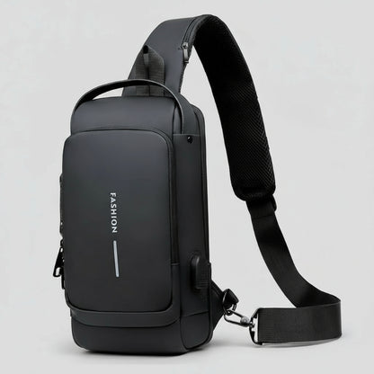 Anti Theft Crossbody Bag - Black - on a white background