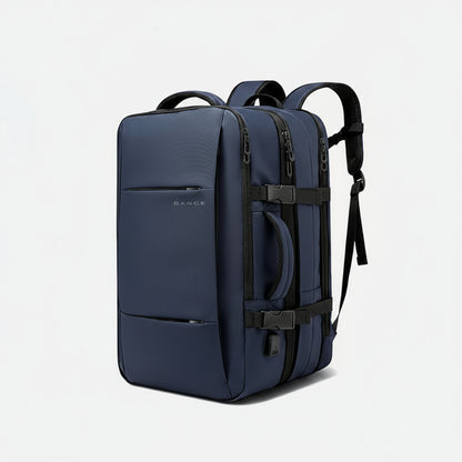 45L Blue backpack with dimensions and capacity label on a white background