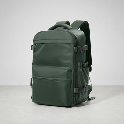 Green Air Vacuum compression Backpack on a white background